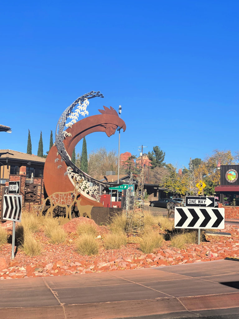Artwork abounds even in the roundabouts in Sedona, Arizona.
