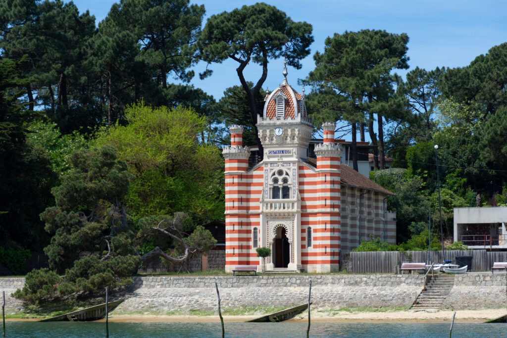 Cap Ferret, on the Arcachon Bay in France. The chapel of the village of L’Herbe