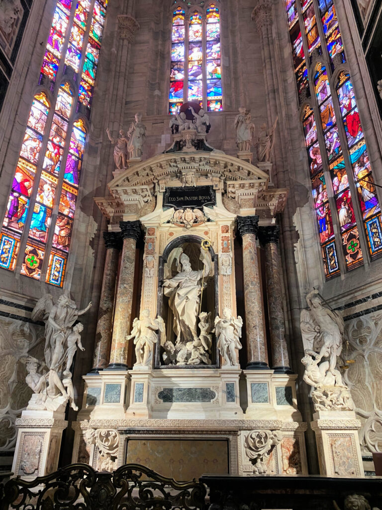 Interior of the Milan Cathedral - stained glass, statues and more gscinparis