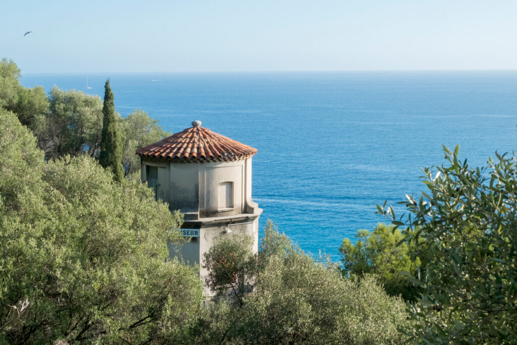 View of the Mediterranean Sea from the Collne du Château in Nice, France