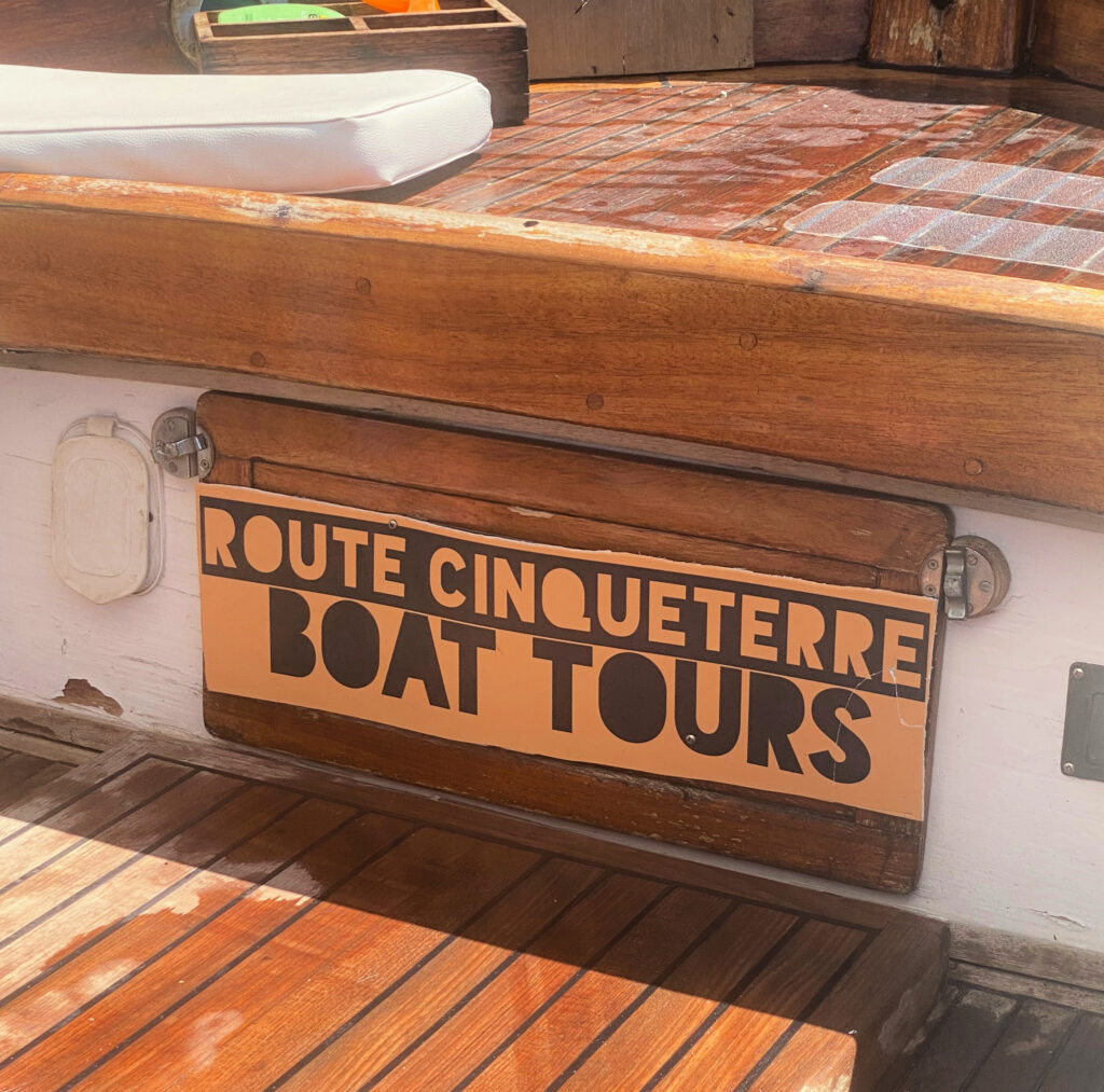 Typical boat for hire in Cinque Terre, Italy
