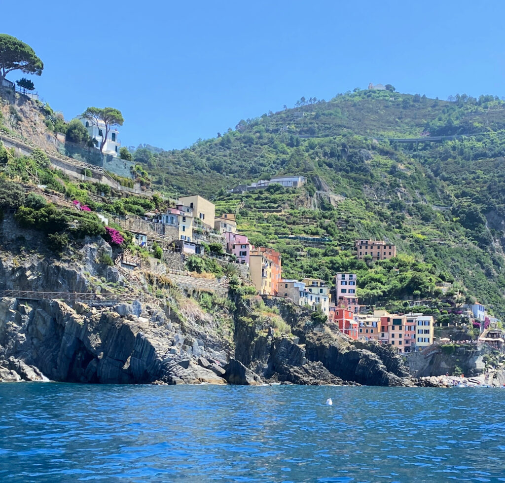 View of Cinque Terre from the boat, Italy