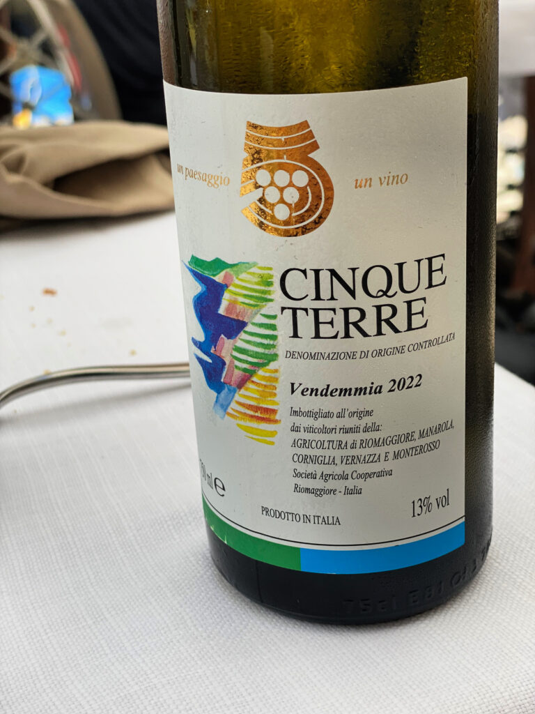 Delicious local white wine from Cinque Terre, Italy