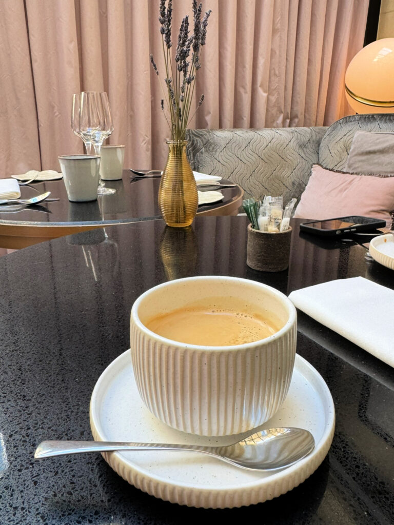 Elegant café in the lounge at Le Narcisse Blanc Hotel in Paris (copyright, gscinparis, LLC)