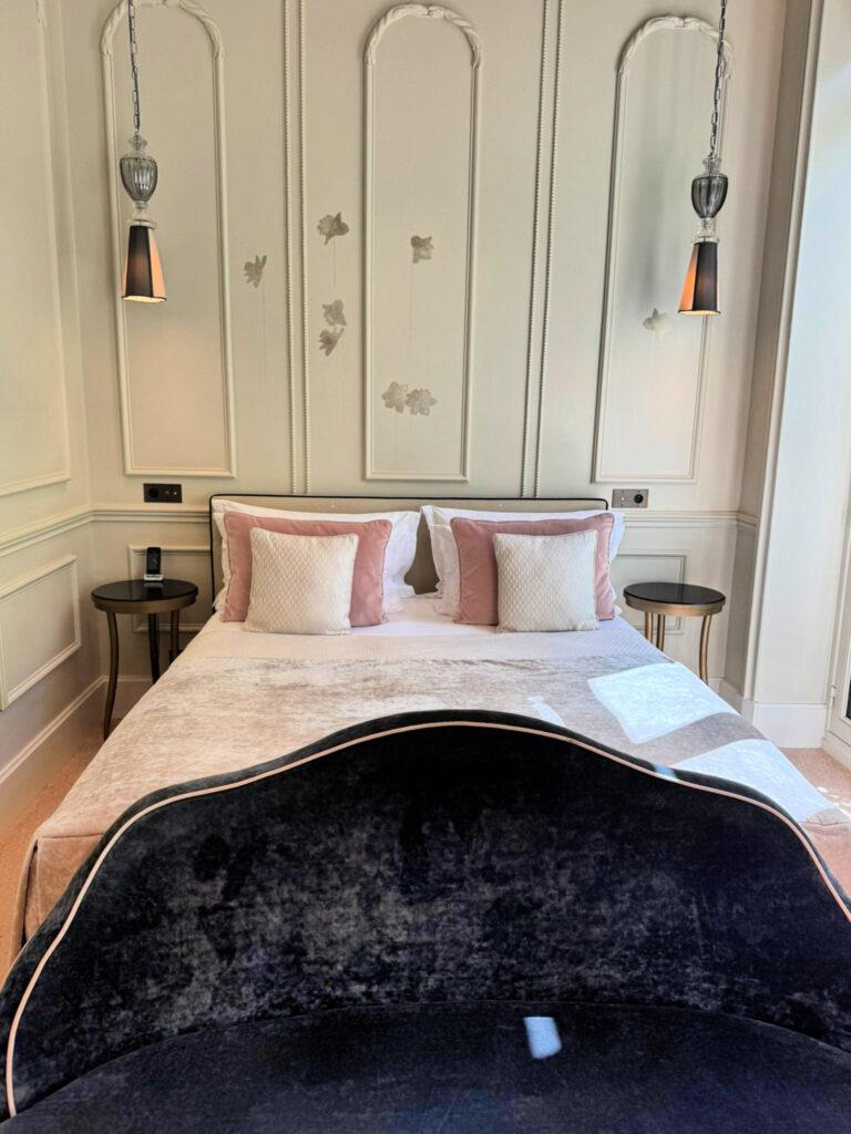 Very comfortable bed at Le Narcisse Blanc Hotel in Paris (copyright, gscinparis, LLC)