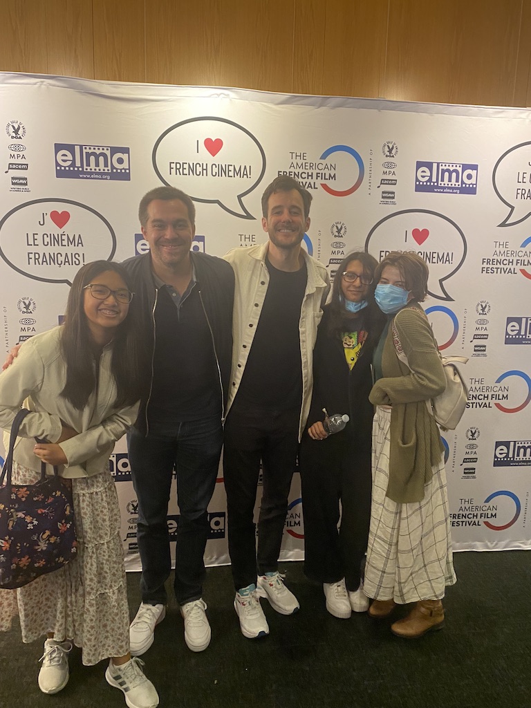 My students pictured Bertrand Usclat, the star of the 2022 film, "Jumeaux Mais Pas Trop" (Twins but Not Too Much) at the AFFF in 2022