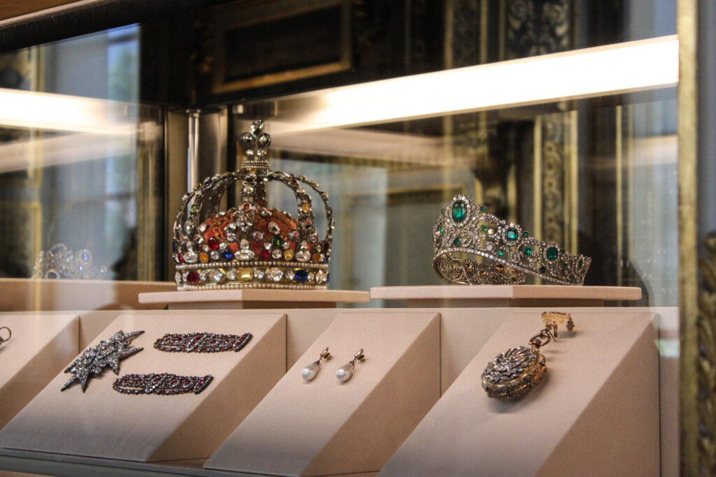 The Crown Jewels of France (formerly) on display at the Louvre Museum