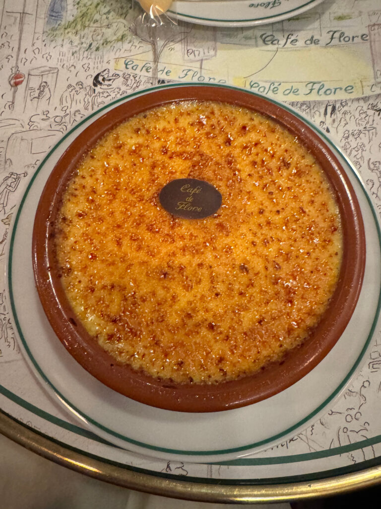 The perfect crème brûlé at Café de Flore