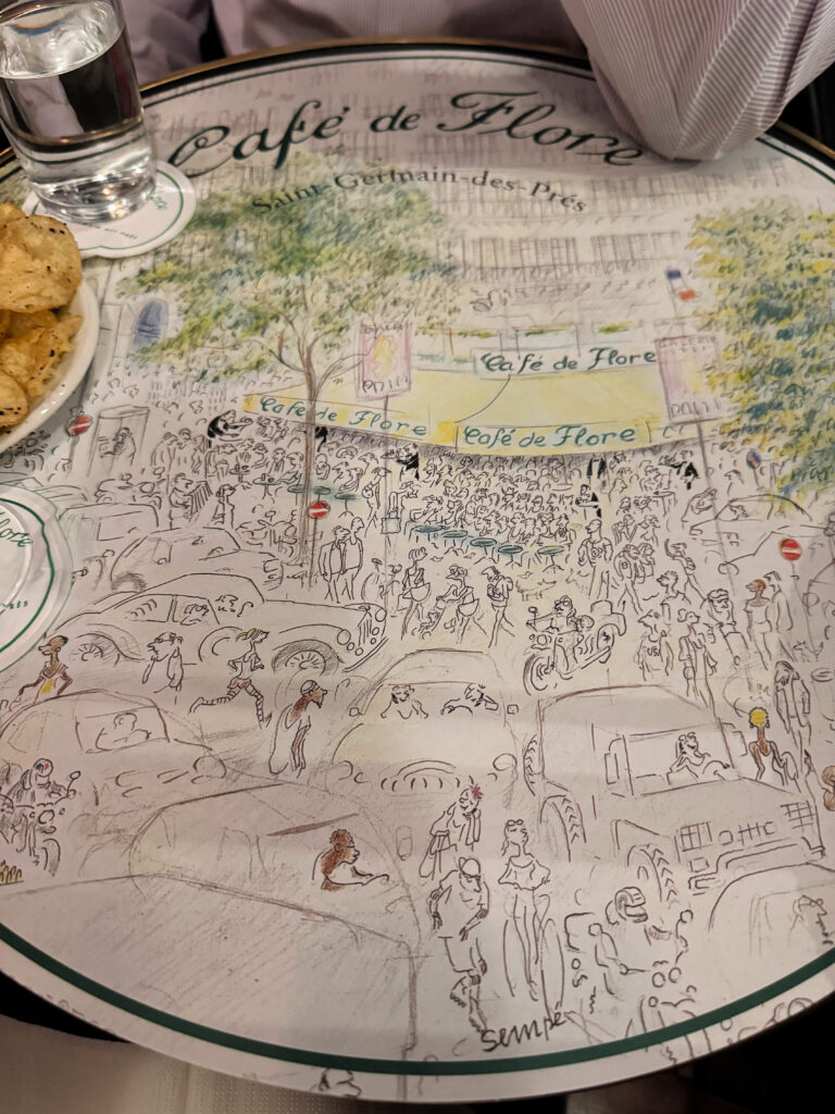 Sempé illustration of Café de Flore at Café de Flore!