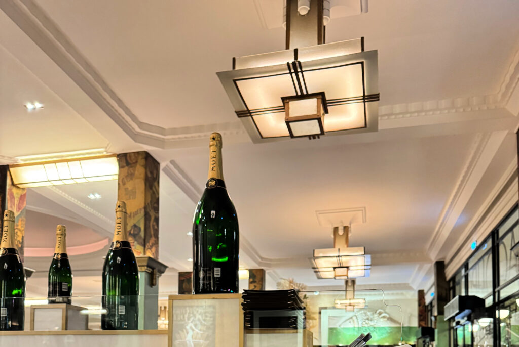 Art deco ceiling details at La Coupole in Paris